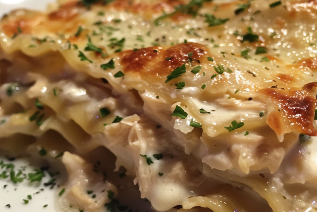 Creamy Chicken Lasagna with White Sauce